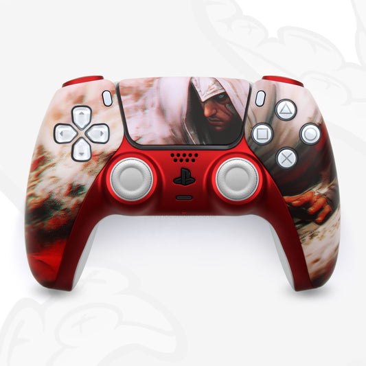Custom Assassins Creed PS5 Controller with Blood Red & White Design