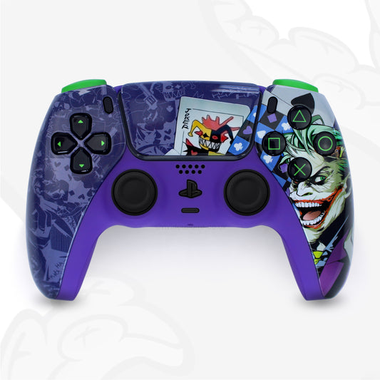 Custom Batmans Joker PS5 Controller with Purple & Green Design