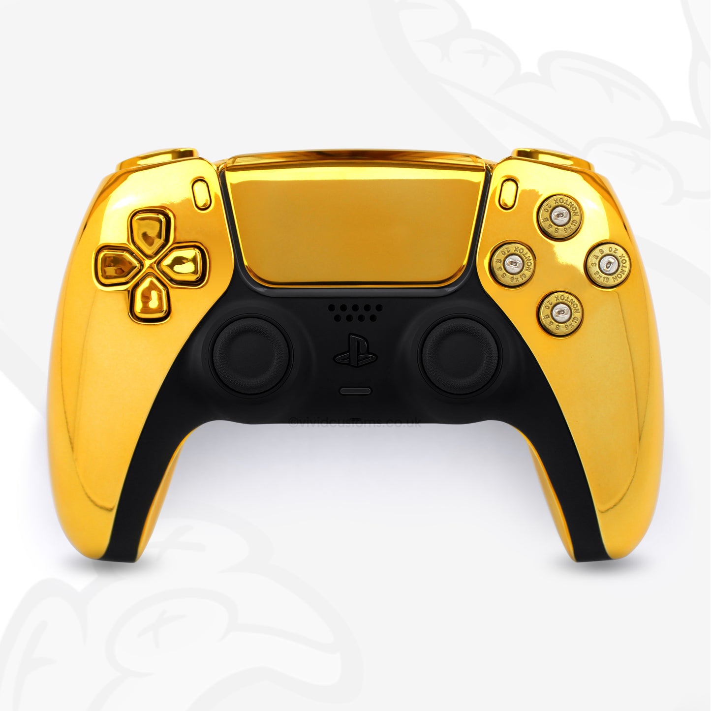 Custom Gold Bullet PS5 Controller with Chrome Design