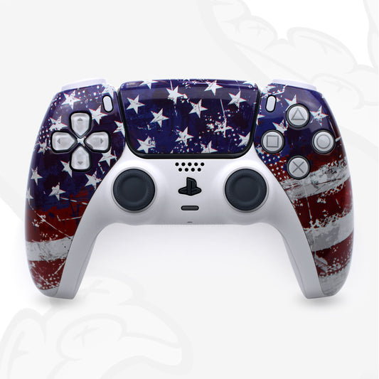 Custom Patriot PS5 Controller with USA Flag Design